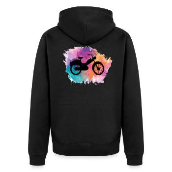 Moped Moped Moped Rider Moped Rider Mopeds Mokick - Unisex Premium Organic Zip Hoodie - black - Back - Nico (187cm)