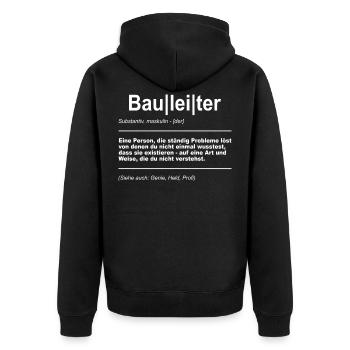 Bauleiter Baustelle Bauherr - Unisex Premium Bio Zip Hoodie - Schwarz - Hinten - Nico (187cm)