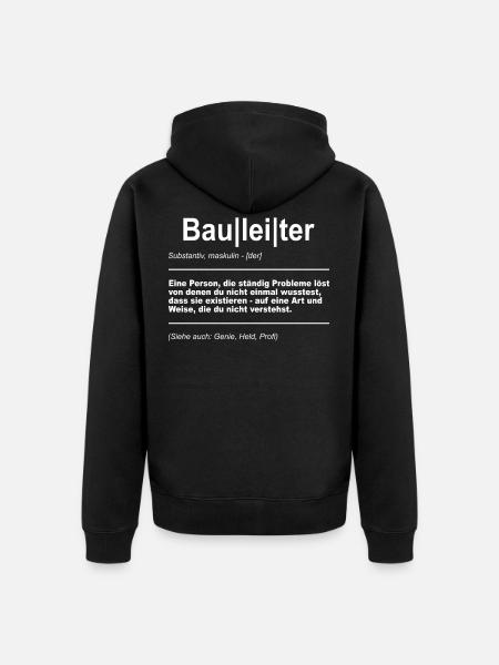 Bauleiter Baustelle Bauherr - Unisex Premium Bio Zip Hoodie - Schwarz