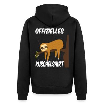 Offizielles Kuschelshirt Faultier - Unisex Premium Bio Zip Hoodie - Schwarz - Hinten - Nico (187cm)