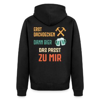 Dachdecker Handwerker Handwerk - Unisex Premium Bio Zip Hoodie - Schwarz - Hinten - Nico (187cm)