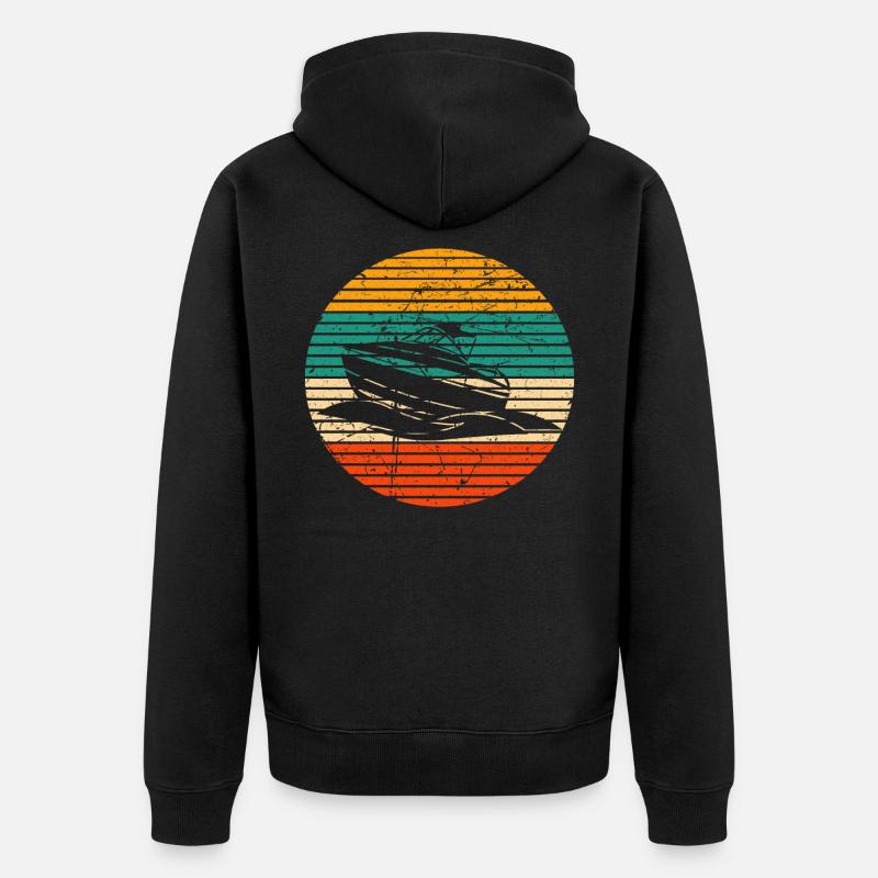 Motorboot Boot Kapitän Bootfahren - Unisex Premium Bio Zip Hoodie - Schwarz
