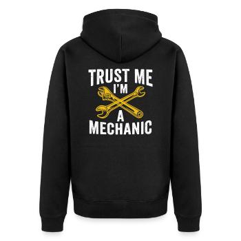 Trust me i'm a mechanic - Unisex Premium Bio Zip Hoodie - Schwarz - Hinten - Nico (187cm)