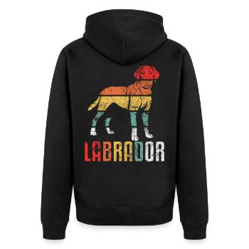 Labrador Labbi Vintage Retro - Unisex Premium Organic Zip Hoodie - black - Back - Nico (187cm)