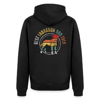 Labrador Labbi Hund Papa Dad Vater Vintage - Unisex Premium Bio Zip Hoodie - Schwarz - Hinten - Nico (187cm)