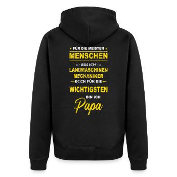 Landmaschinenmechaniker Papa - Unisex Premium Bio Zip Hoodie - Schwarz - Hinten - Nico (187cm)