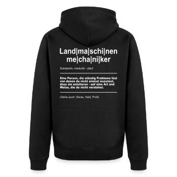 Landmaschinenmechaniker - Unisex Premium Bio Zip Hoodie - Schwarz - Hinten - Nico (187cm)