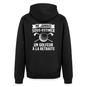 Ne jamais sous estimer un golfeur à la retraite - Veste à capuche bio Premium Unisexe - noir - Dos - Nico (187cm)