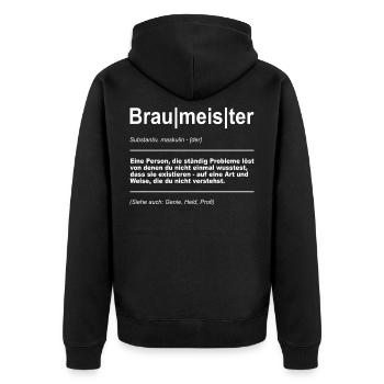 Bier selber brauen - Unisex Premium Bio Zip Hoodie - Schwarz - Hinten - Nico (187cm)