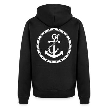 Anchor - Anchor - Maritim - Nautical - Unisex Premium Organic Zip Hoodie - black - Back - Nico (187cm)