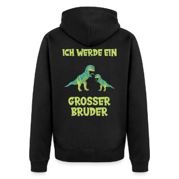 Ich werde großer Bruder - Unisex Premium Bio Zip Hoodie - Schwarz - Hinten - Nico (187cm)