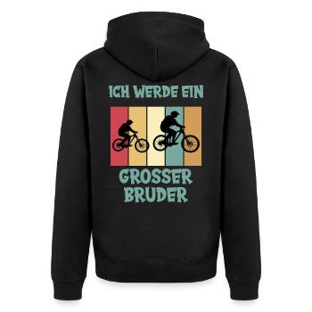 Ich werde großer Bruder - Unisex Premium Bio Zip Hoodie - Schwarz - Hinten - Nico (187cm)