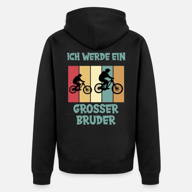 Ich werde großer Bruder - Unisex Premium Bio Zip Hoodie - Schwarz