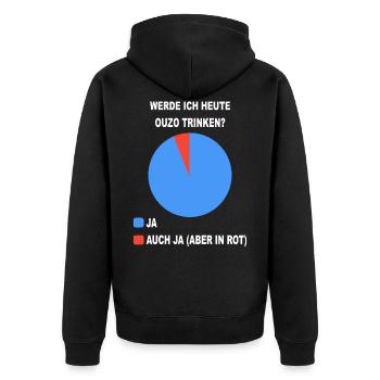 Ouzo Griechenland Alkohol - Unisex Premium Bio Zip Hoodie - Schwarz - Hinten - Nico (187cm)