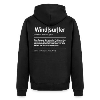 Windsurfen Windsurfer Surfen Wassersport Sommer - Unisex Premium Bio Zip Hoodie - Schwarz - Hinten - Nico (187cm)