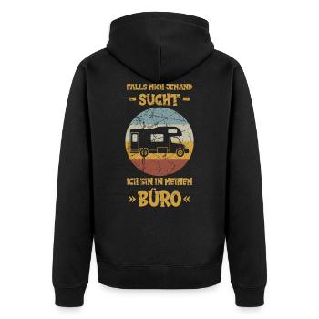 Wohnmobil Camper Camping Wohnwagen Büro - Unisex Premium Bio Zip Hoodie - Schwarz - Hinten - Nico (187cm)