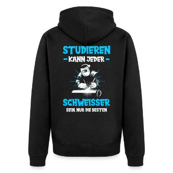 Schweißer Schweißen Beruf Schweisser Studieren - Unisex Premium Bio Zip Hoodie - Schwarz - Hinten - Nico (187cm)