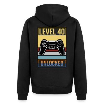 40. Geburtstag Birthday 1981 Gaming Level 40 - Unisex Premium Bio Zip Hoodie - Schwarz - Hinten - Nico (187cm)