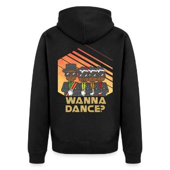 Sarg Tänzer Meme Wanna Dance Coffin - Unisex Premium Bio Zip Hoodie - Schwarz - Hinten - Nico (187cm)