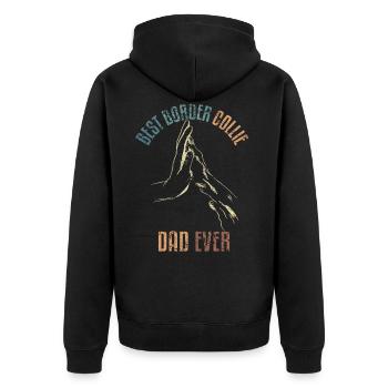 Border Collie Papa Vater Dad - Unisex Premium Bio Zip Hoodie - Schwarz - Hinten - Nico (187cm)