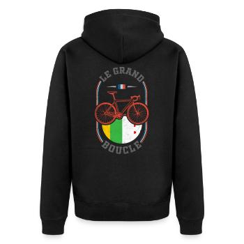 tour france, tour france tour radfahren, - Unisex Premium Bio Zip Hoodie - Schwarz - Hinten - Nico (187cm)