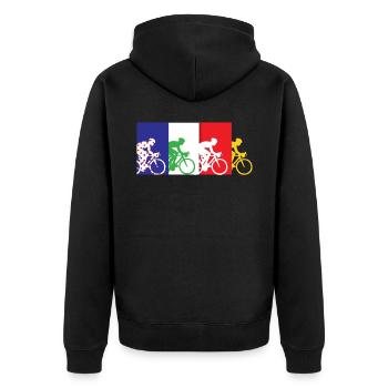tour france, tour france tour 2021, - Veste à capuche bio Premium Unisexe - noir - Dos - Nico (187cm)