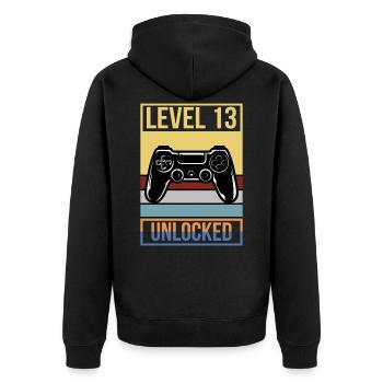 13th Birthday Birthday 2008 Gaming Level 13 - Unisex Premium Organic Zip Hoodie - black - Back - Nico (187cm)