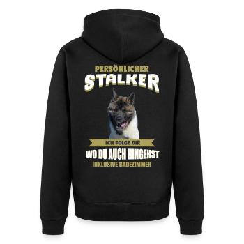 American Akita - Unisex Premium Bio Zip Hoodie - Schwarz - Hinten - Nico (187cm)