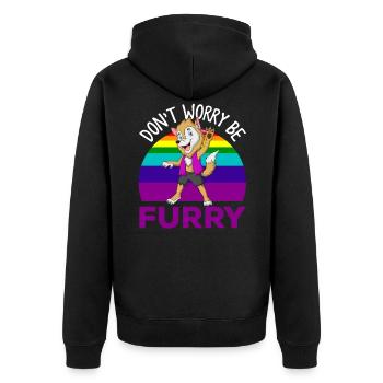 Furry, Furry furry animals, dog, - Unisex Premium Organic Zip Hoodie - black - Back - Nico (187cm)