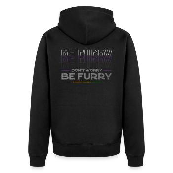 Furry, Furry Fursona, Kongresse, - Unisex Premium Bio Zip Hoodie - Schwarz - Hinten - Nico (187cm)