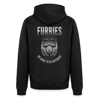 Furry, Furry Kongresse, Wolf, - Unisex Premium Bio Zip Hoodie - Schwarz - Hinten - Nico (187cm)