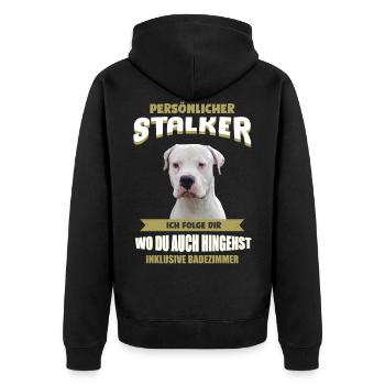 Dogo Argentino Hund - Dogo Argentino - Unisex Premium Bio Zip Hoodie - Schwarz - Hinten - Nico (187cm)