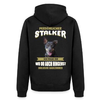 Kelpie Hund - Kelpe - Unisex Premium Bio Zip Hoodie - Schwarz - Hinten - Nico (187cm)