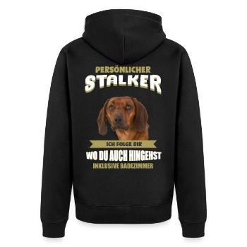 Bayerischer Gebirgsschweißhund - Unisex Premium Bio Zip Hoodie - Schwarz - Hinten - Nico (187cm)
