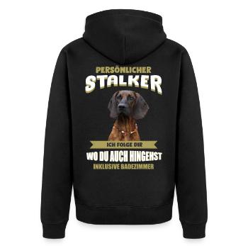 Hannoverscher Schweißhund - Unisex Premium Bio Zip Hoodie - Schwarz - Hinten - Nico (187cm)