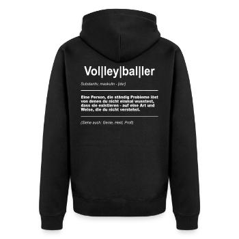 Volleyball Sport Volleyballer Definition - Unisex Premium Bio Zip Hoodie - Schwarz - Hinten - Nico (187cm)