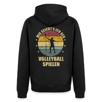 Volleyball Sport Volleyballer Mir reichts - Unisex Premium Bio Zip Hoodie - Schwarz - Hinten - Nico (187cm)