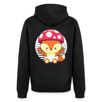 Mignon renard chapeau champignon - Cottagecore Esthétisme Renard Renard - Veste à capuche bio Premium Unisexe - noir - Dos - Nico (187cm)