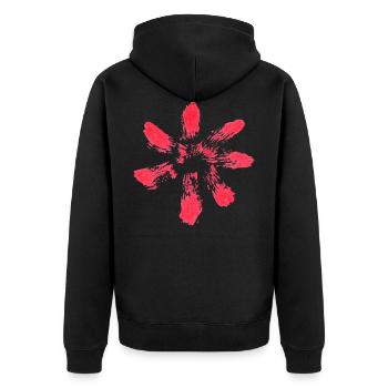 Flower - INK - Red - Unisex Premium Organic Zip Hoodie - black - Back - Nico (187cm)