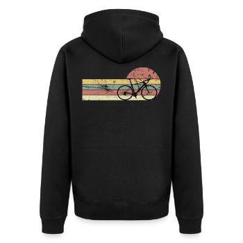 Gravelbike Gravel Rennrad Fahrrad - Unisex Premium Bio Zip Hoodie - Schwarz - Hinten - Nico (187cm)