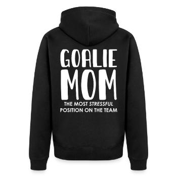 Frauen Mutter Mama Fußball Torwart Keeper Fußball - Unisex Premium Bio Zip Hoodie - Schwarz - Hinten - Nico (187cm)