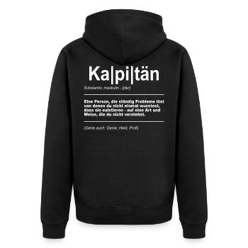 Motorboot Boot Kapitän Definition Bootfahren - Unisex Premium Bio Zip Hoodie - Schwarz - Hinten - Nico (187cm)