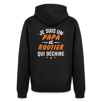 je suis un papa et routier qui déchire - Veste à capuche bio Premium Unisexe - noir - Dos - Nico (187cm)