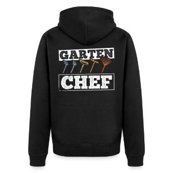 Garten Chef Gartenchef für Gärtner - Unisex Premium Bio Zip Hoodie - Schwarz - Hinten - Nico (187cm)