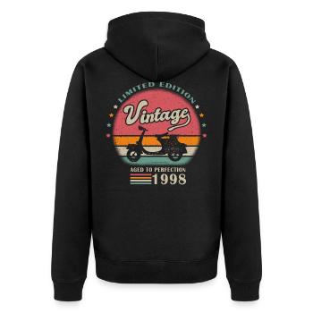 vintage scooter 1998 birthday gift 23 years - Unisex Premium Organic Zip Hoodie - black - Back - Nico (187cm)