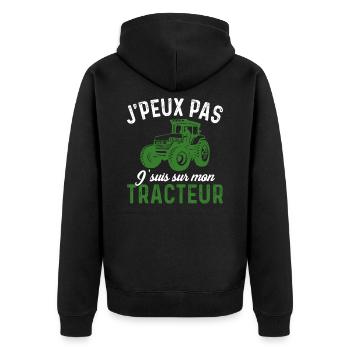 j'peux pas j'suis sur mon tracteur - Veste à capuche bio Premium Unisexe - noir - Dos - Nico (187cm)