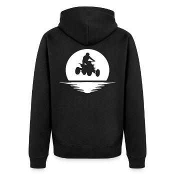 Quad Quadfahrer Motorsport Quad - Unisex Premium Bio Zip Hoodie - Schwarz - Hinten - Nico (187cm)