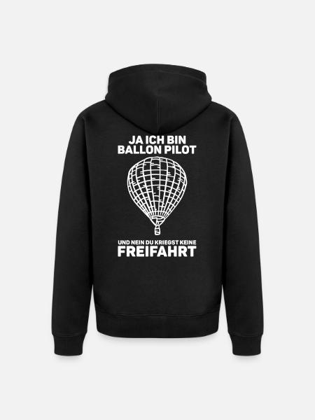 Ballon Pilot Fahrer - Unisex Premium Bio Zip Hoodie - Schwarz