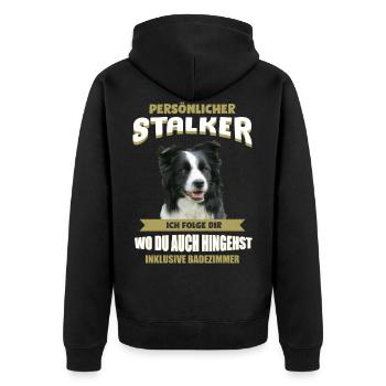 Border Collie Hund - Border Collie - Unisex Premium Bio Zip Hoodie - Schwarz - Hinten - Nico (187cm)
