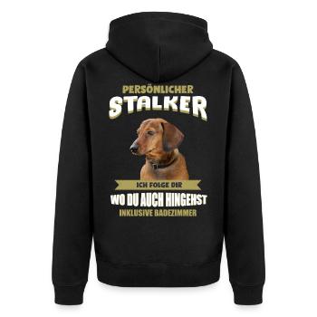 Dackel Hund - Dackel - Unisex Premium Bio Zip Hoodie - Schwarz - Hinten - Nico (187cm)